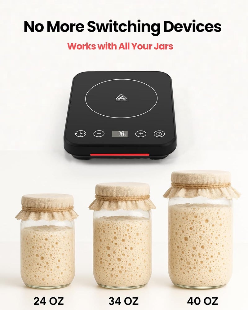 LIFVCNT Sourdough Starter Warmer, Auto On/Off Sourdough Heater with Digital Display, Adjustable Temp 70°F to 100°F & 1-12H Timer for Home Baking Fermentation - Image 5